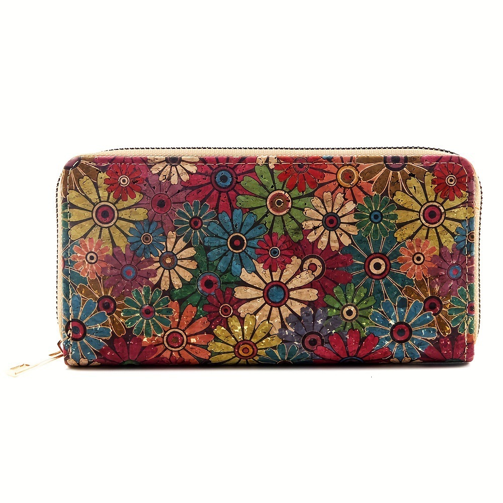Free Shipping Designer Bag Bohemian Style Multifunctional Retro Wood Grain Women's Medium To Long Wallet With Multiple Card Slots And Buckles