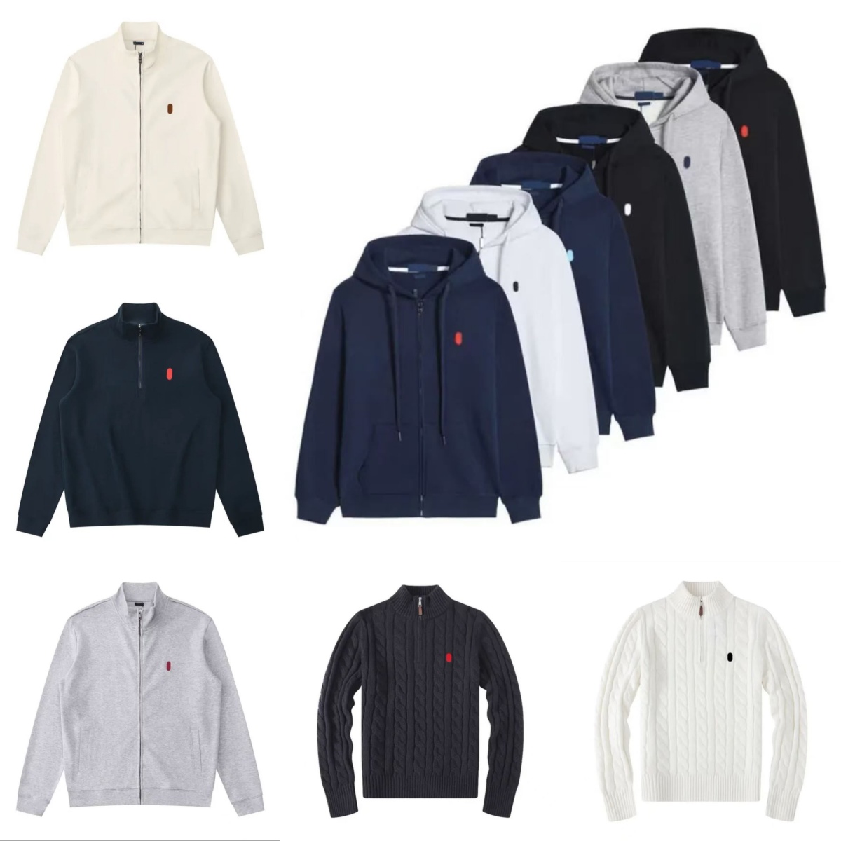 Men's Hoodies Retro Luxury Brand Street Fashion Zipper Embroidered Casual Cotton Sportswear