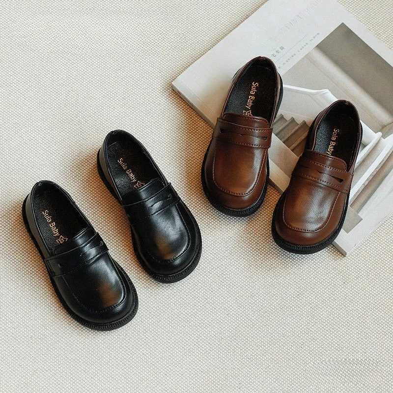 2-8Y Childrens British Leather Shoes Spring New Versatile Comfortable Boys Girls Black Single Shoes Retro Soft Leather Shoes XJ250724