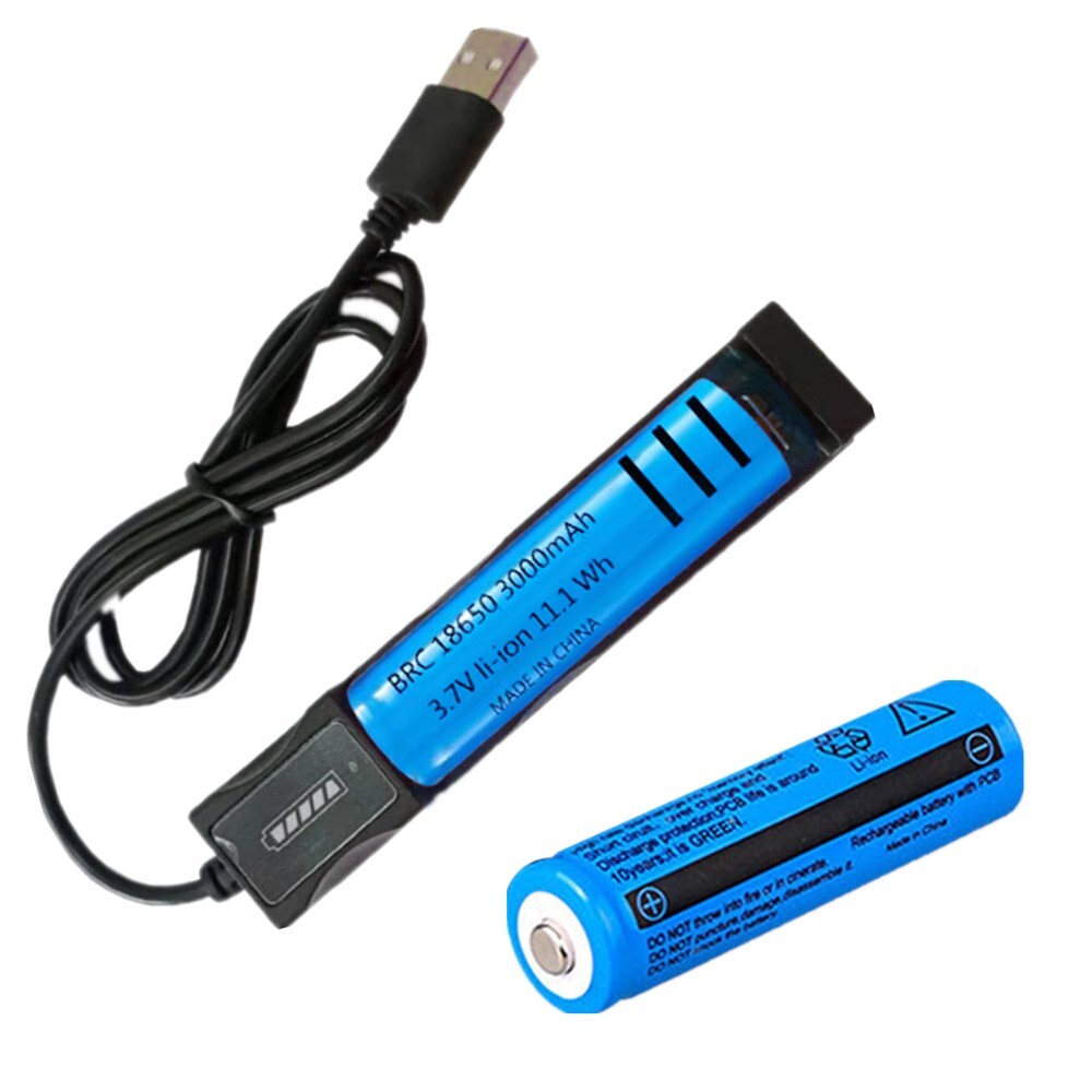 2PCS Rechargeable 18650 button top Battery 3.7V Li-Ion Battery Multipurpose Batteries + Charger