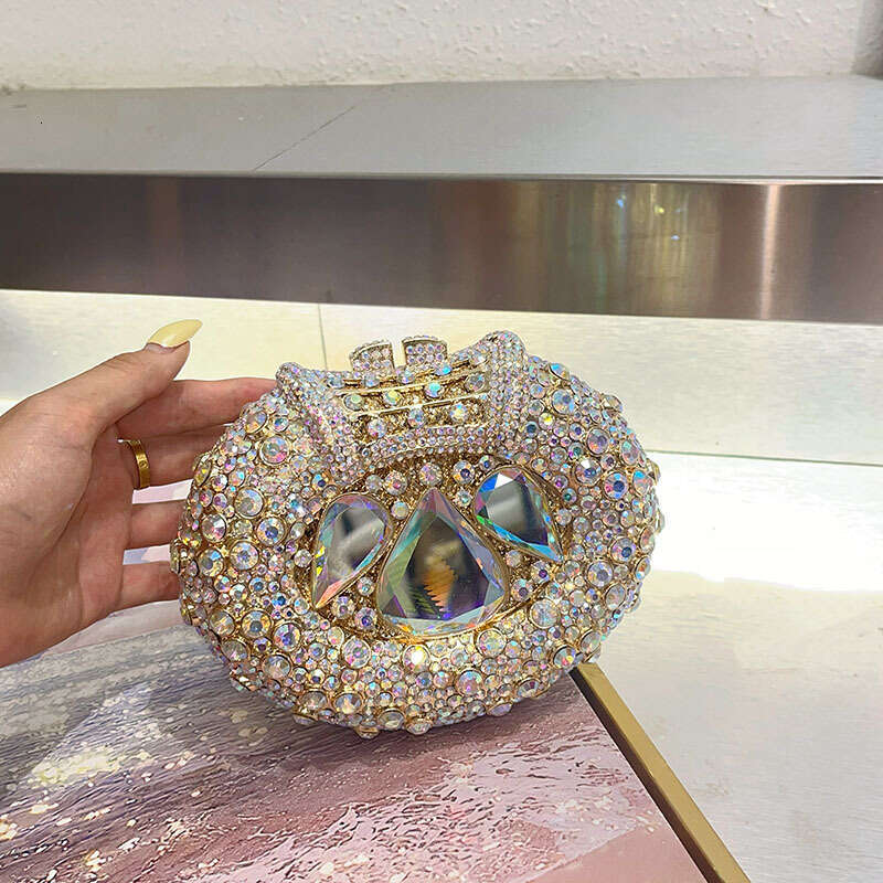 Designer Luxury Evening Diamond Luxury Full Diamond Rhinestone Heavy Metal Crystal Evening Shiny Diamond-Encrusted Women's Clutch Crossbody Bag