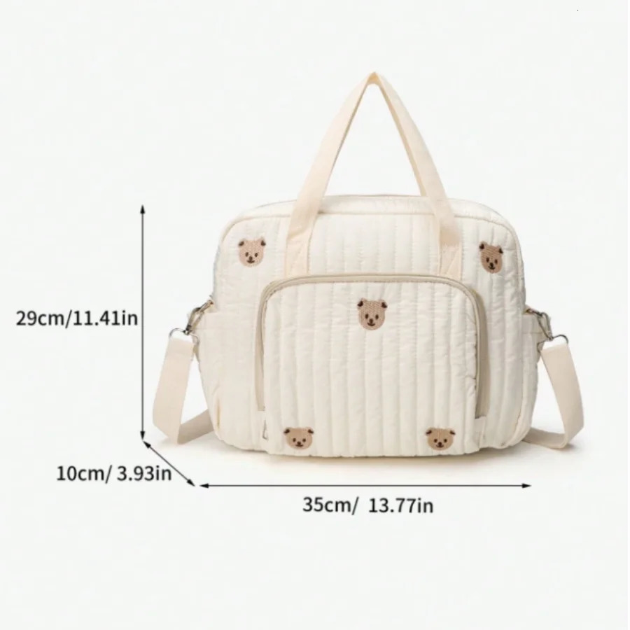 Korean Style born Baby Care Diaper Bag Mummy Shoulder Embroidery Quilted Stroller Storage Organizer Large Handbags 250724