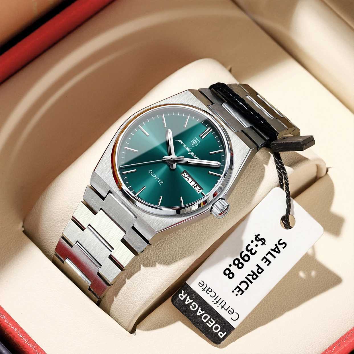 POEDAGAR Elegant Woman Quartz Watch Waterproof Luminous Date Week Womens Watches Stainless Steel Luxury Ladies Wristwatch Reloj W250724