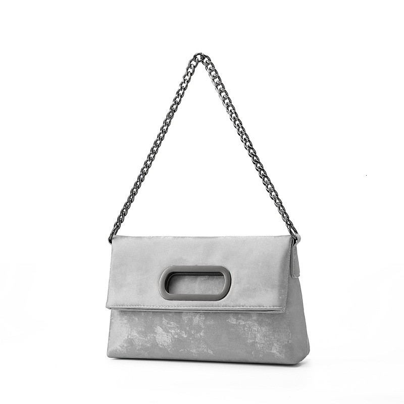 Chinese Style Genuine Leather Satin Versatile Underarm Foldable 2024 New Niche High-End Chain Crossbody Bag