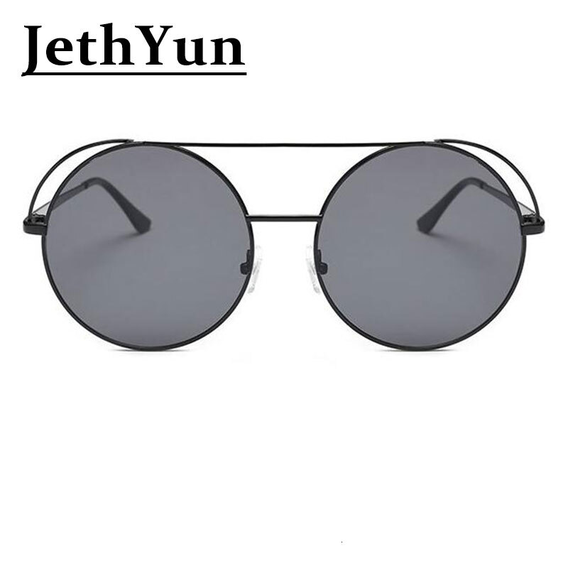 Round Black Sunglasses Women new Trendy Luxury Brand Designer Big Shades Clear Circle Sun Glasses Mens Metal Frame Men Shades