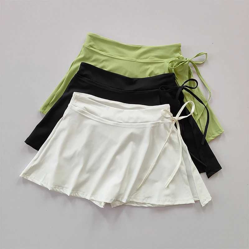 Sports Yoga Skirt Badminton Tennis Skirt Pants Half-body Quick Drying Pocket Skirt Side Split Strap Skirt Pants For Outwear XJ250724