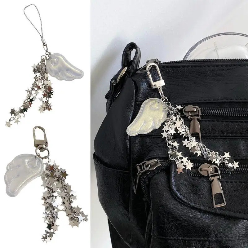 Delicate Wings Stars Keychain For Phone Creative Lanyard Key Chain Bag Phone Pendant Chain Y2K Kpop Jewelry ?Girls Gift 250722