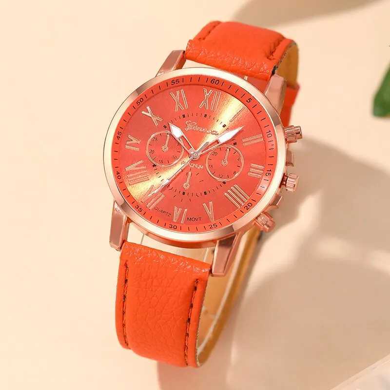 Womens Fashion Watch Ladies Orange Leather Quartz Wrist Watch for Women Business Casual Watch Relogio Feminino W250724