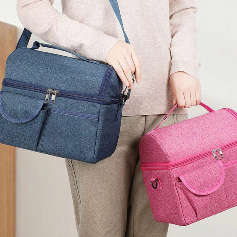 Portable Lunch Bags Large Capacity Multi-pocket Ice Bag Thermal Insulation Picnic Crossbody Chilled Fresh Lunch Box Storage Tote 250723