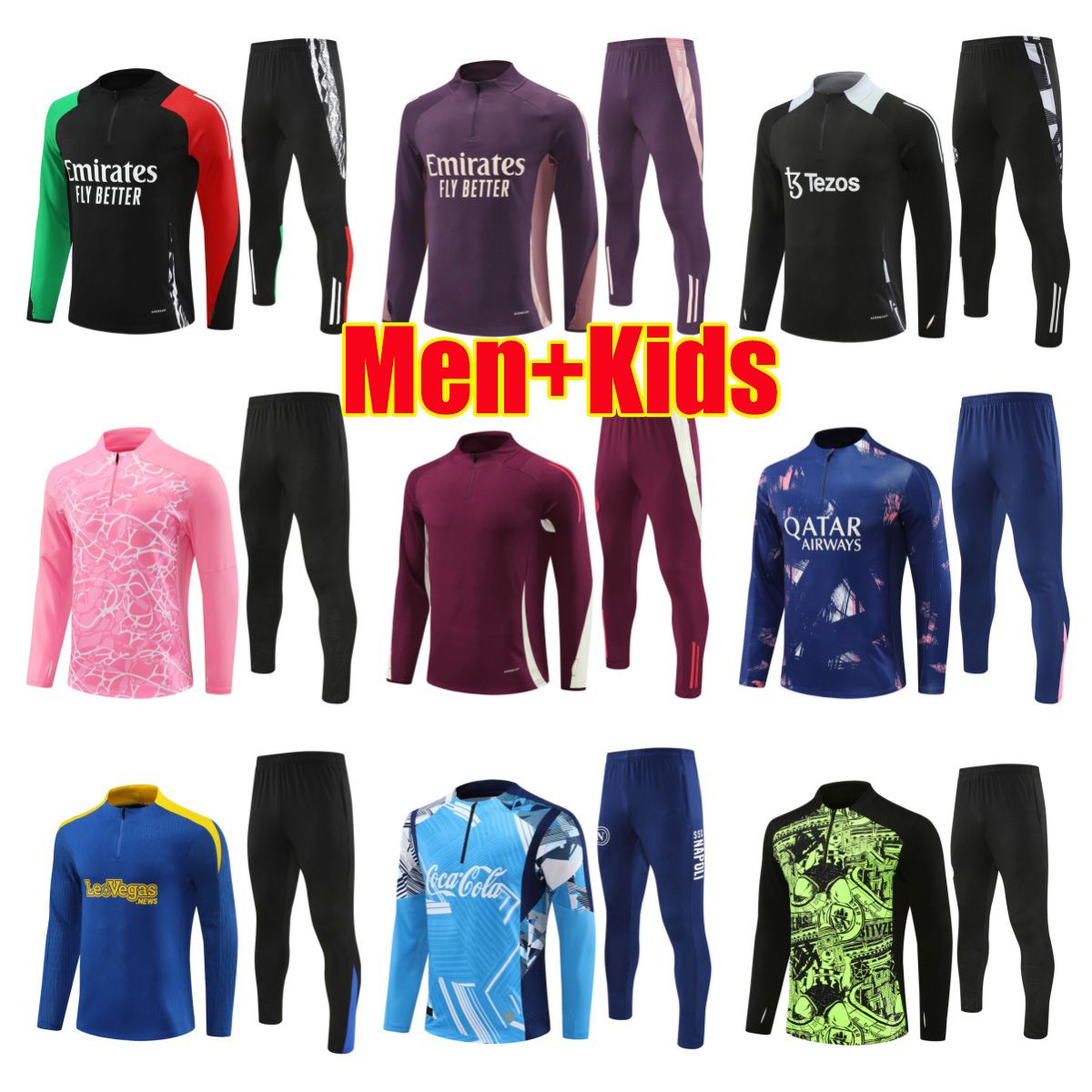 2024 2025 MOUNT Men kids soccer football tracksuit sets 24 25 F. DE JONG RONALDO chandal training FERNANDES RASHFORD Tracksuit