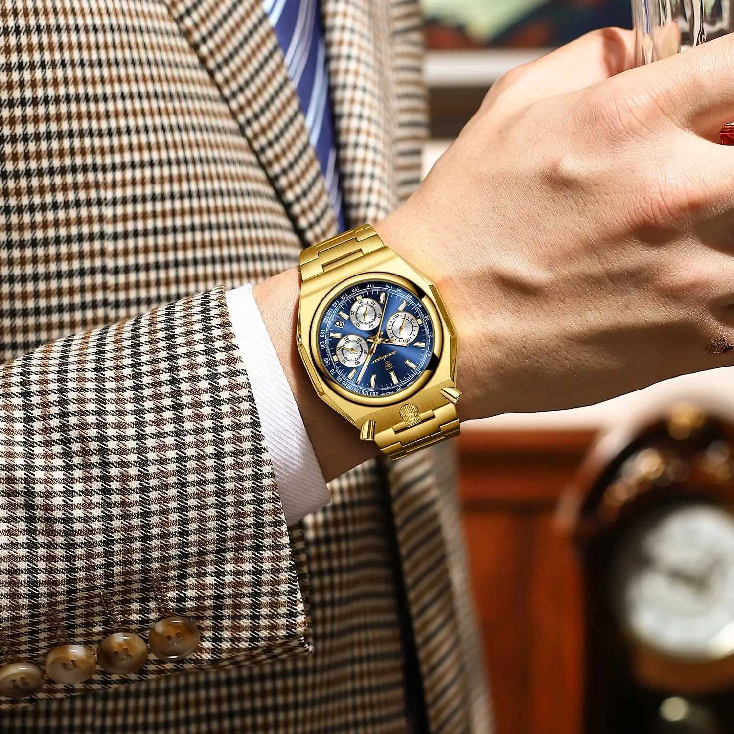 POEDAGAR Top Luxury Man Wristwatch Fashion Luminous Date Stainless Steel Men Watch Chronograph High Quality Mens Quartz Watches W250724