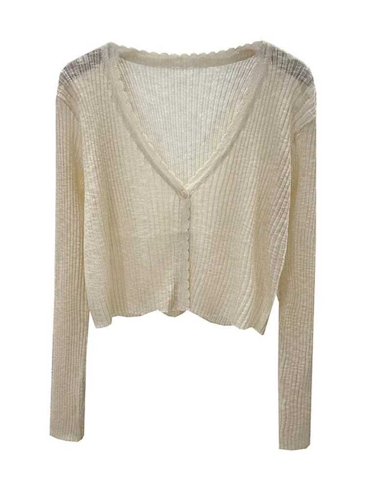 Summer Short Ice Silk Knitted Sun Protection Cardigan Womens Thin Suspender Skirt Layered Gauze Jacket Air-conditioned Cover Up X250724