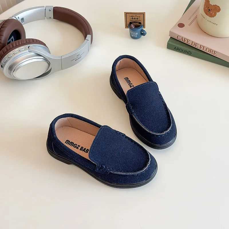Spring Kids Loafers Suede Minimalist Trendy Unisex Boys Girls Leather Shoes Versatile Slip-resistant Solid Color Children Shoe XJ250724