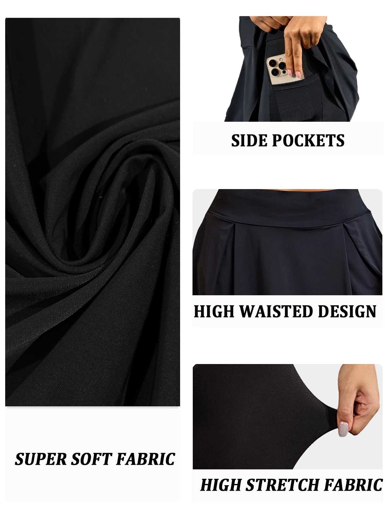 Super Soft Double Layer Sport Skirt For Women With Inner Layer Pockets Quick-Dry Tennis Skirt Workout Golf Skorts SkirtsXJ250724