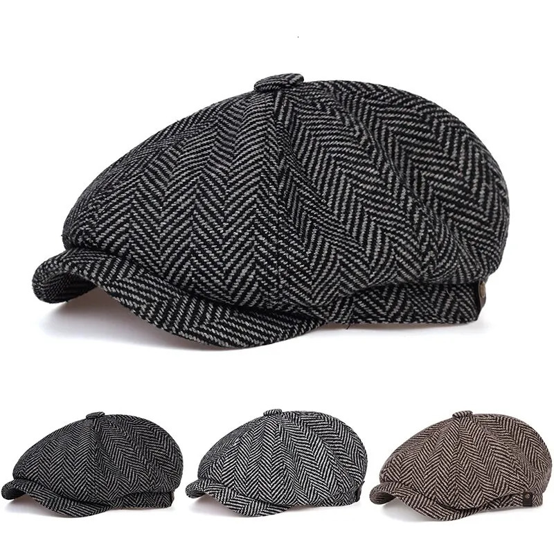 Retro sboy Caps Men British Painters Hats Autumn Winter Berets Herringbone Flat Cap Hip Hop Berets 250723