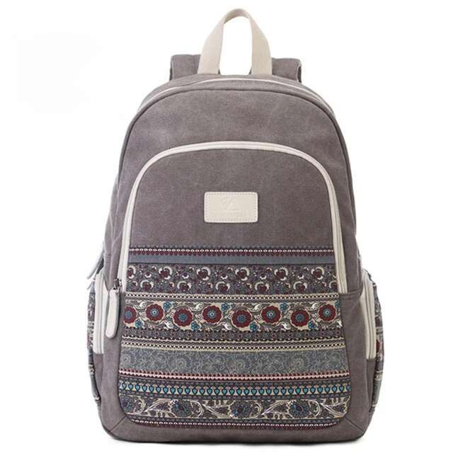 Canvas Backpack For Women Rucksack National Womens Backpacks Girls Travel Bags Retro College Student Back Pack