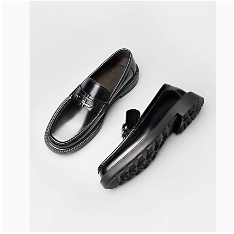 New thick-soled leather shoes for men's round toe British leather heightening and high-end handmade business men's shoes