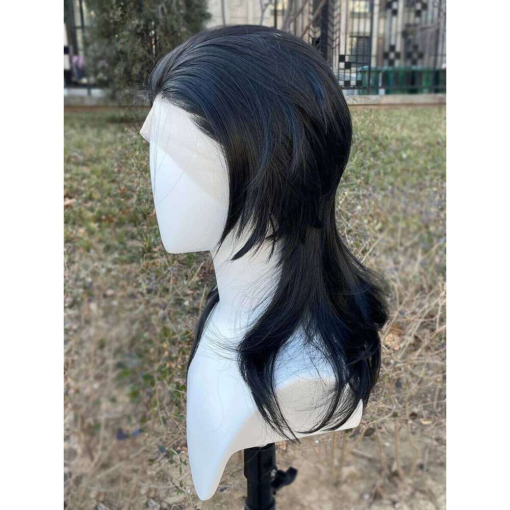 Mullet Cosplay For Black Women Rocker Men Shoulder Length Synthetic Hair 13X4 Lace Front Wigs Human Hair Glueless Natural Hairline