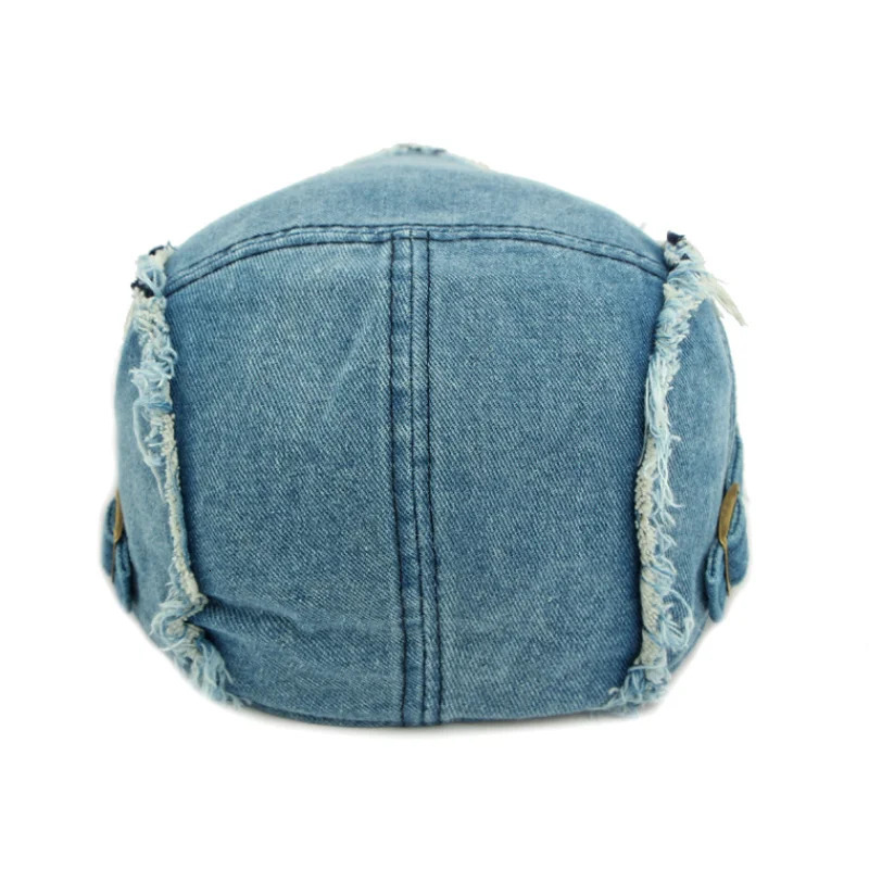 Retro Washed Denim Berets Women Soft Top Burrs Handsome Adult Men sboy Caps Casual Versatile Street Blue Forward Hats 250723