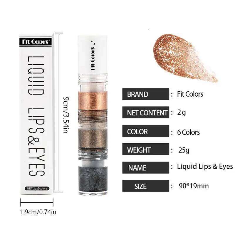 Fit Colors 3 Sections Smoky Water Eyeshadow Dia Pearl Shimmer Eye Shadow Liquid Lip Dye X250723 X250724