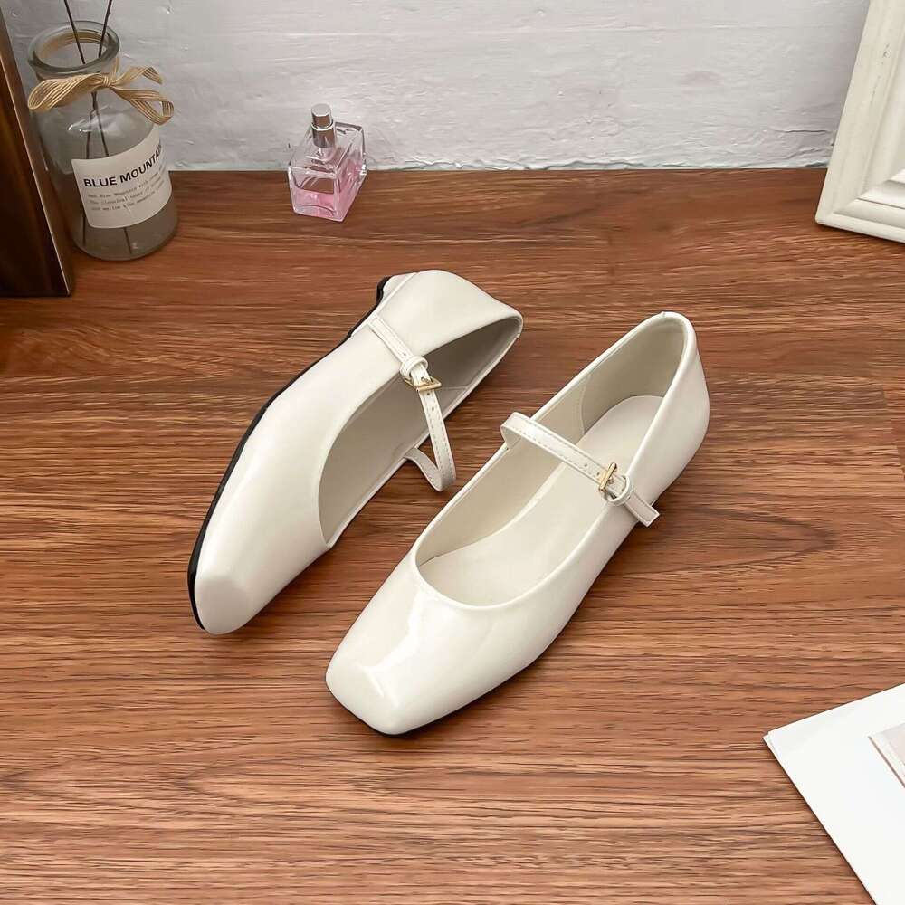 Designer Spring New Flat Single for Women, Smooth Sole, One Strap, Square Toe Mary Jane Shoes, Comfortable Soft Sole Work Shoes