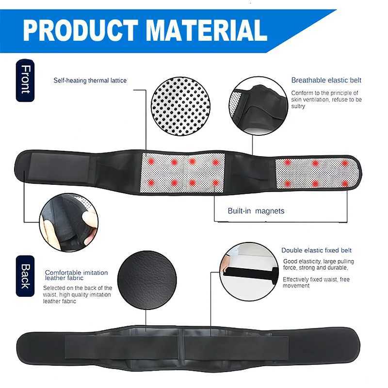 Adjustable Waist Belt Brace Self Heating Magnetic Back Waist Support Belt Lumbar Brace Massage Band W250724