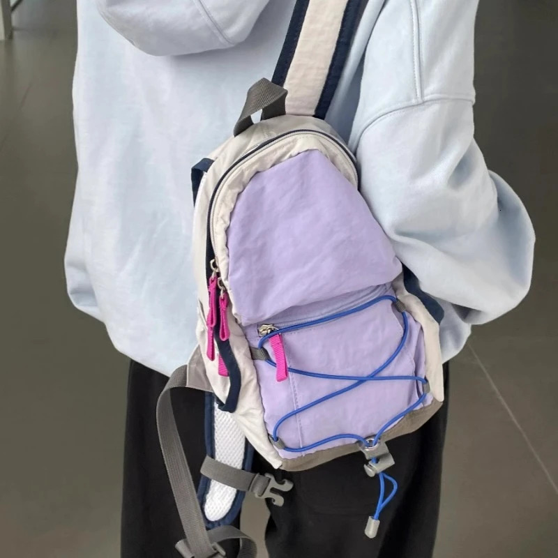 Patchwork Contrast Color Fashion Backpacks Trendy All Match Travel Casual Backpack Women Sweet Y2k Aesthetic Schoolbags 250723