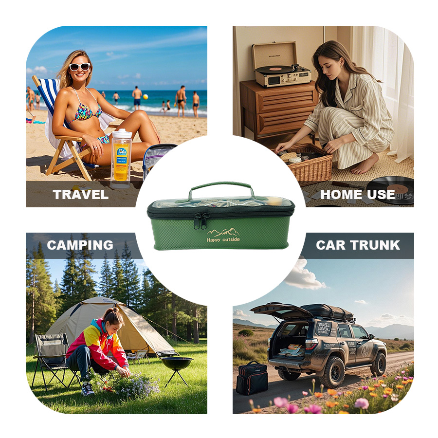 Rugged Foldable Utility Crate, 2L StormProof Storage Organizer, Heavy Duty Camp Box for Hiking, Car Trips, Scratch-Resistant (Moss Green)