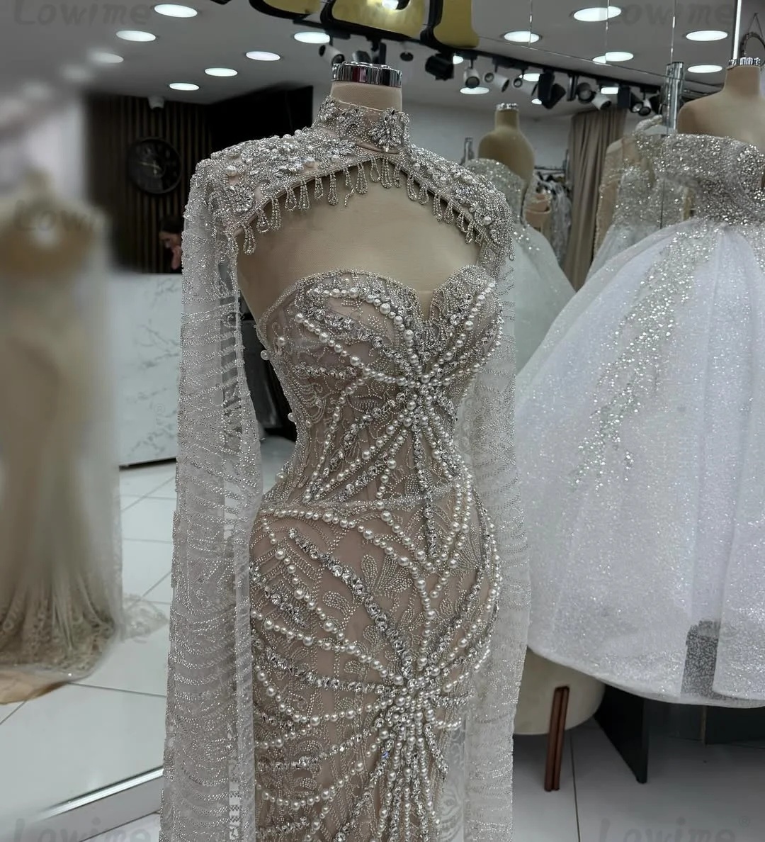 Gorgeous Evening Dresses For Women Sweetheart Neck Wrap Sleeveless Gown Pearls Beaded Sequins Floor Length Dress Party Customized Dress