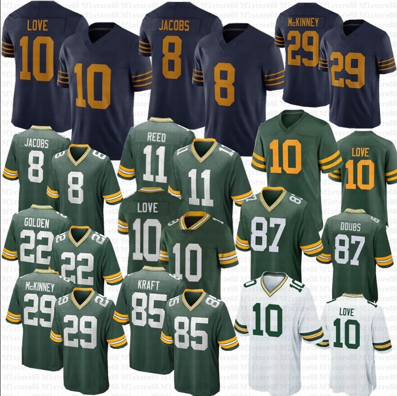 2025 New Love Jayden Reed Josh Jacobs Matthew Golden Football Jersey Dillon Walker Doubs Morgan Starr Kraft Wicks Musgrave McKinney Melton KRAFT Edgerrin Cooper