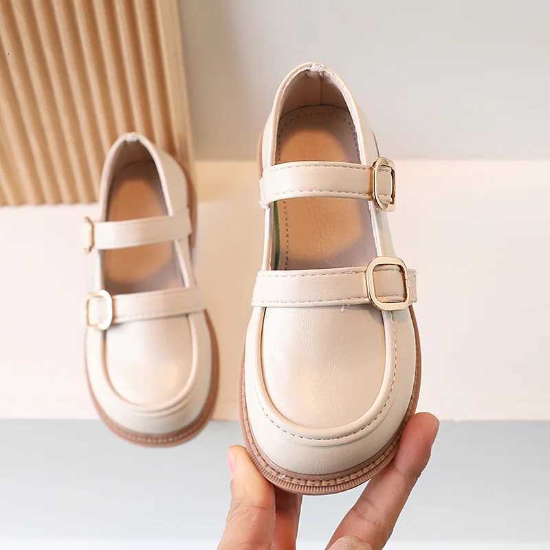 2024 Spring Children Leather Shoes Brown Black White Toddler Girls Flat Shoes Retro Color Elegant Kids School Shoes Girl H07191 XJ250724