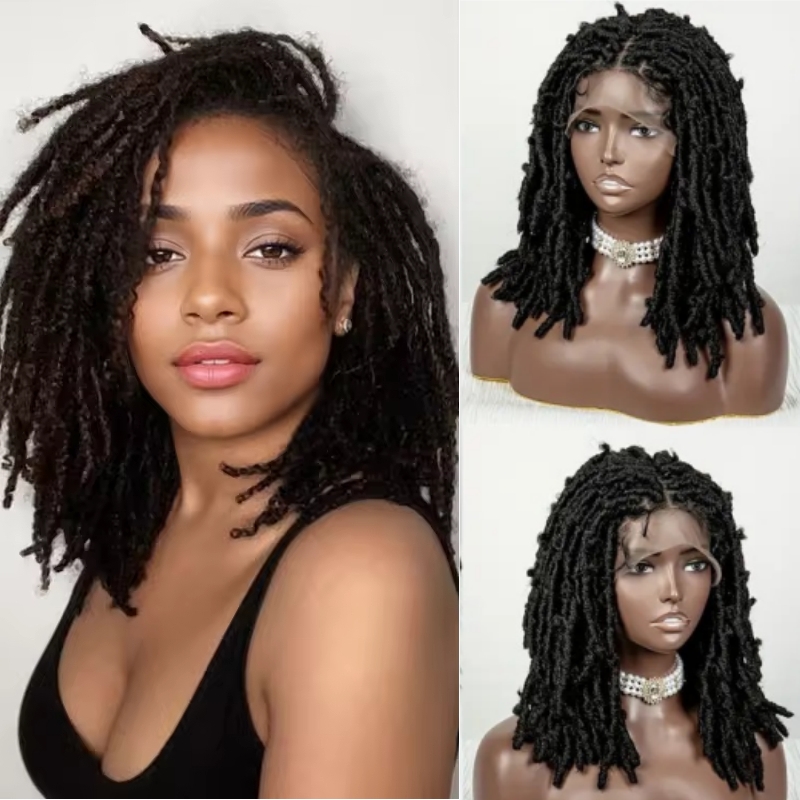 360 Full Lace Front Braid Wig With Baby Hair Look Like Human Wigs Bohemian Boho Hair Black Wig African Synthetic Braiding Hair Wig Handmade Braided Wi