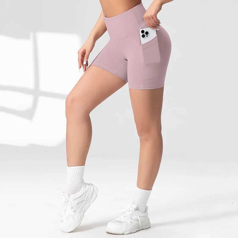 2-2XL Women Solid Yoga Shorts with 2 Pockets High Waist Butt Lifting Cycling Sport Leggings Elastic Workout Training Shorts XJ250724