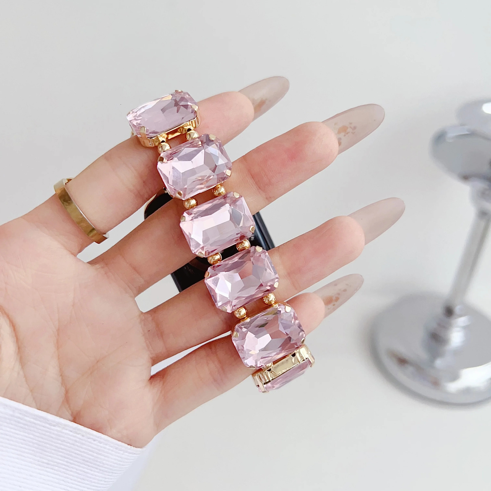 Zircon Strap for Watch Band Jewelry Metal Bracelet Chain for Iwatch98765SE ULtra Women Elastic Gem Series40 41 42 44 45mm 250723