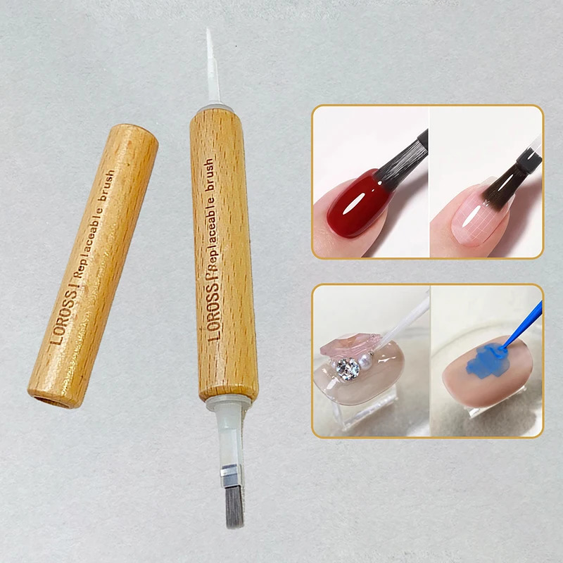 40/60 Pcs Nail Polish Brush With Double Head Pen Can Replacement Head Brush Nail Brush Liquid Applicators Manicure Tools 250716