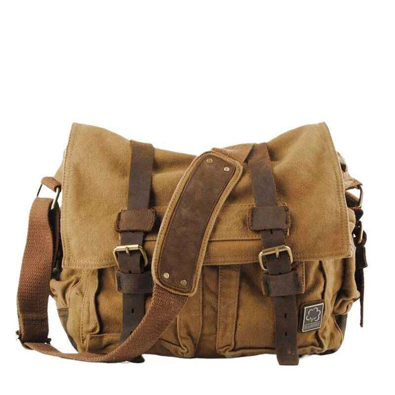 Men's Women's Casual Vintage Canvas Leather Cotton Rucksack Mountaineering Messenger School Shoulder Bag
