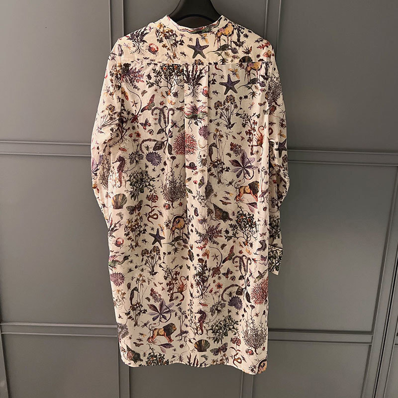 Ladies Floral Print Colorful Shirt Premium Long Sleeve Blouses Luxury Ditsy Print & French Riviera Style Clothing S0753