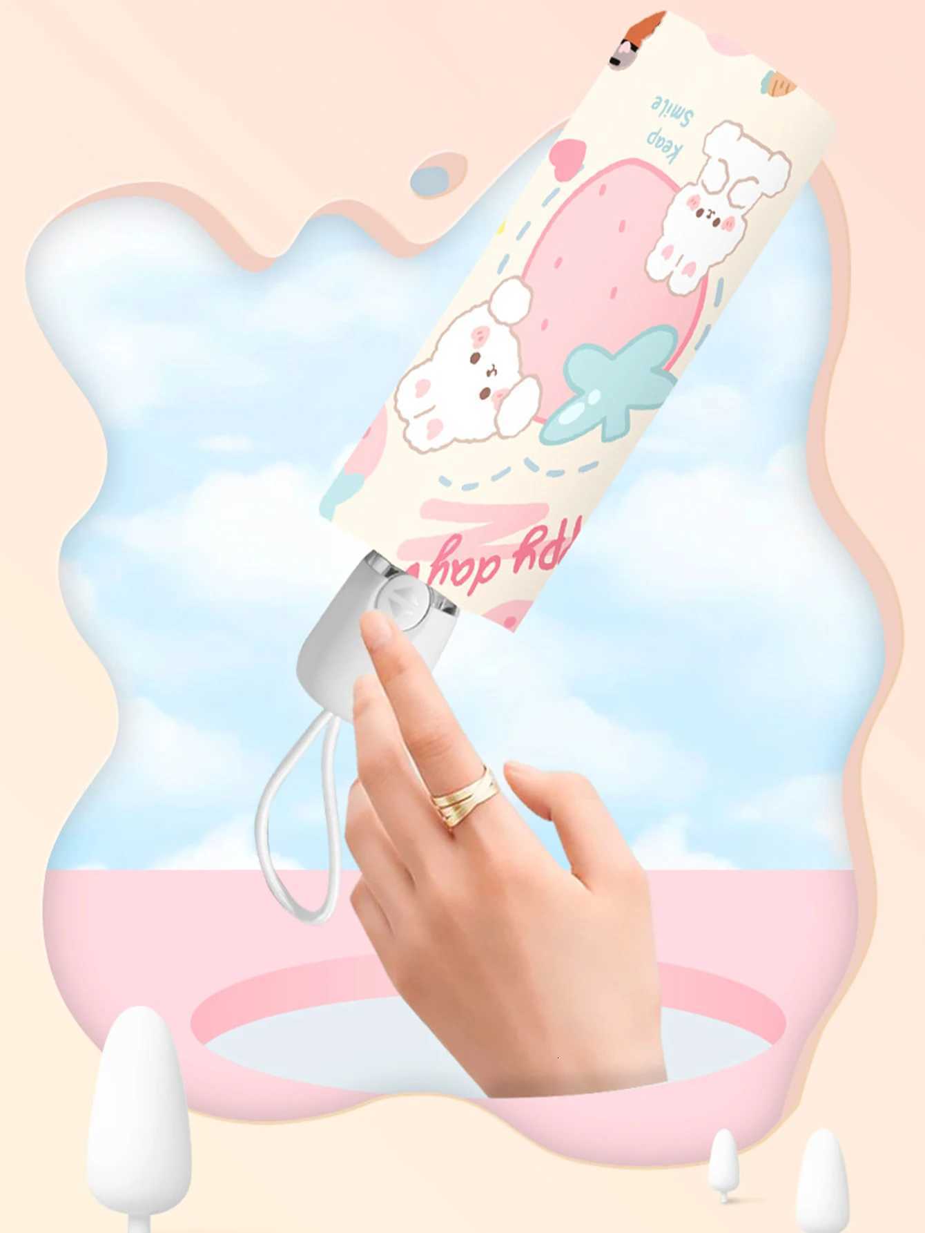Sun Umbrella Fully Automatic Umbrella Female Pink Rabbit Sunscreen Sun Umbrella Sun Umbrella Sun Rain Dual Use Umbrella Mini Fol R250724