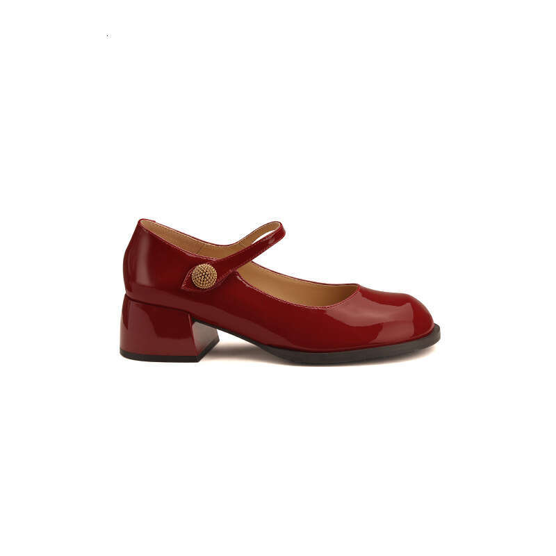 Designer Studiolee Simple Round Toe One-Strap High Heels Chunky Heel JK Mary Jane Shoes for Women Spring and Autumn