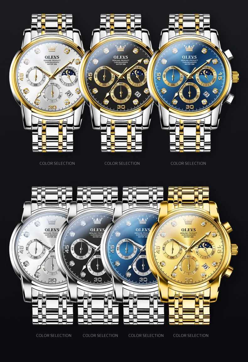 OLEVS Luxury Watch for Men Original Fashion Business Man Quartz Wristwatches Waterproof Stainless Steel Mens Watch Reloj Hombre W250724