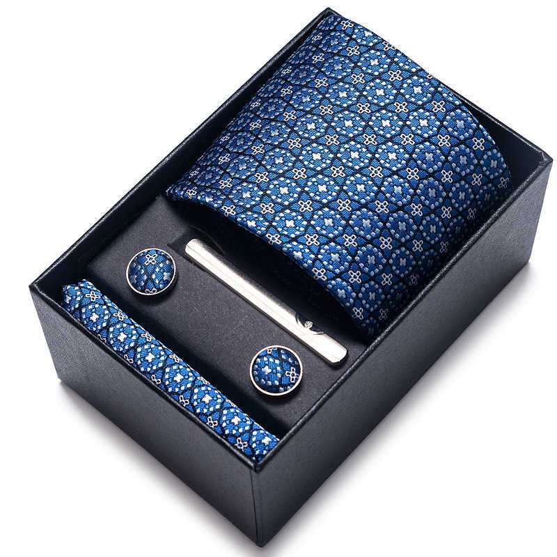 Luxury Tie Set For Men Business Gift Box Wedding Party Fashion Men Tie Set Paisley Handchief Cufflink Tie-Clip Suit Gift For Man X250407