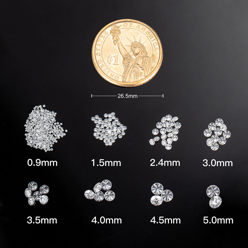 Each Package 1CT Round DEF VVS Quality 0.7-2.6mm Small Size White HTHP Loose Gemstones Lad Grown Diamonds