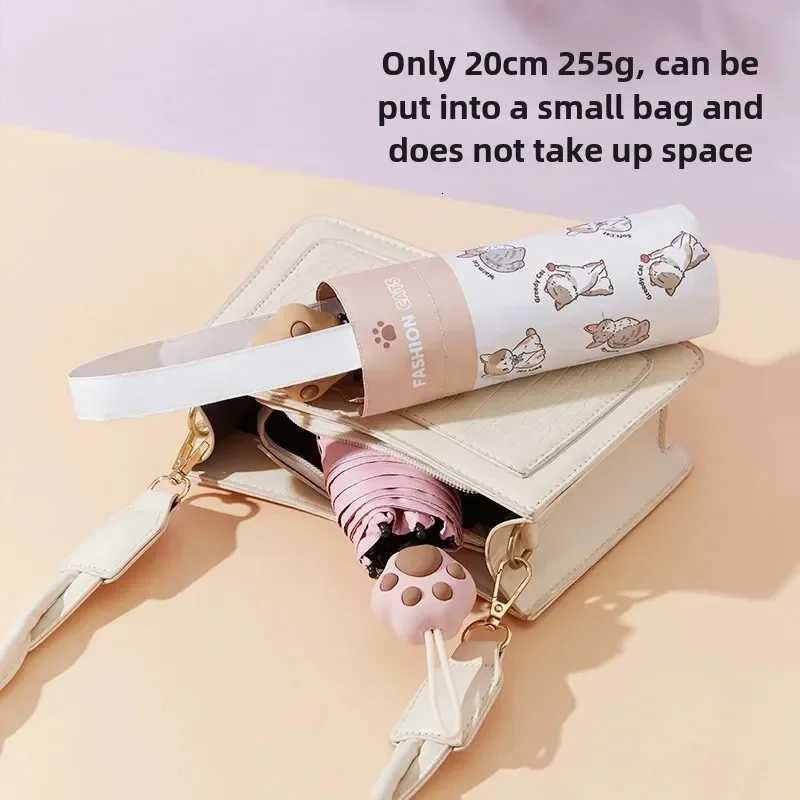 Ultra-Light Portable Sunshade Umbrella Black Glue Sunscreen Anti-Uv Cat Claw Cartoon Folding Umbrella For Women Home Decor R250724