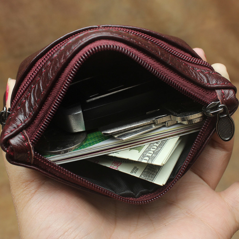 Free Shipping Designer Bag, Genuine Leather Coin Wallet, Bus Booth, Double-layer Zipper, Cowhide, Handheld Coin Storage Bag, Large Size