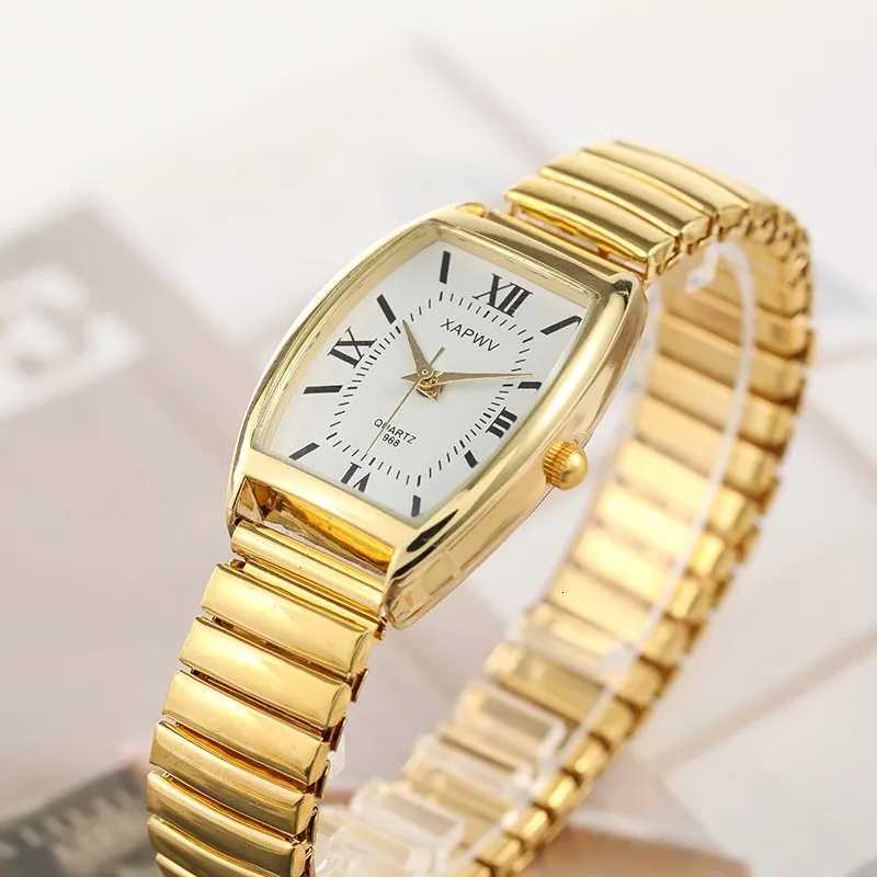 Fashionable Barrel-Shaped Simple Elegant Quartz Watch Womens Elastic Band Retro Womens Watch W250724