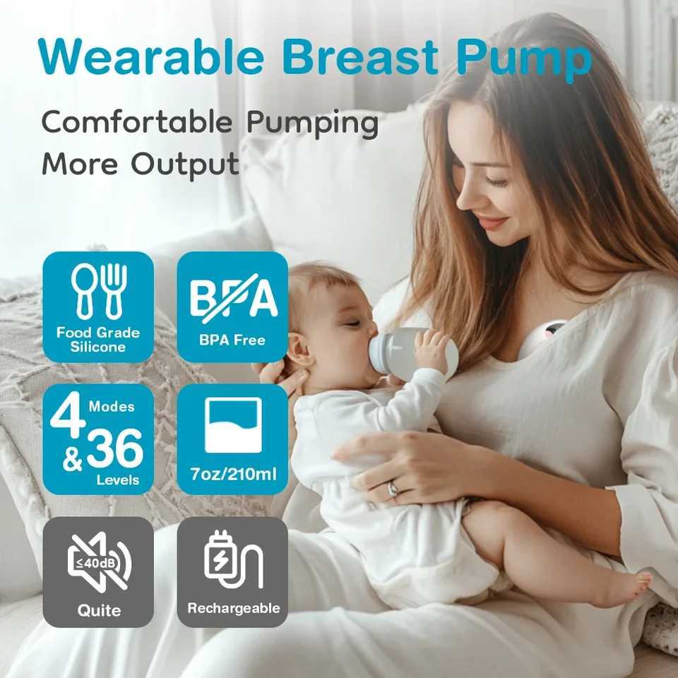 2pcs Portable Wearable Breast Pump Hands Free Electric Breast Pump with LED Screen for Breastfeeding 4 Modes 36 Levels Low Noise X250724