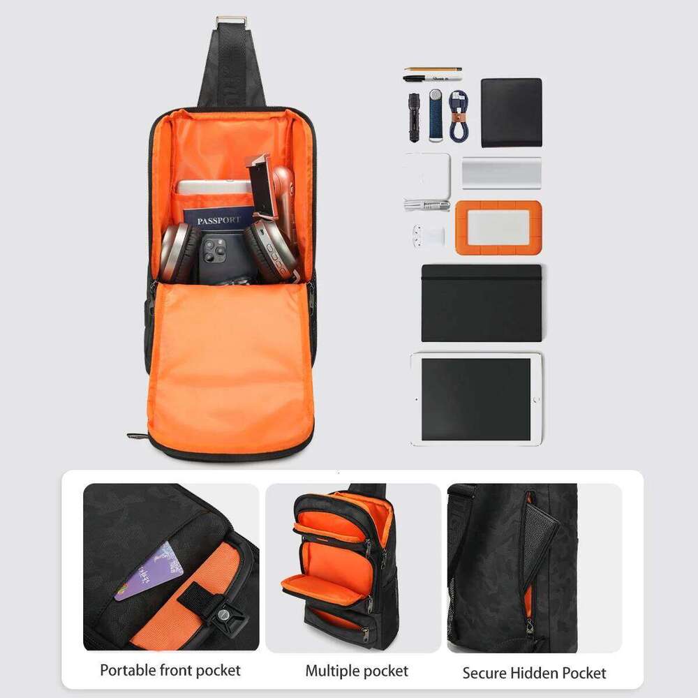 New Fashion Multi-Pocket Chest Bags With Innovative Zipper Design Splashproof Shoulder Bag Large Capacity Traveling