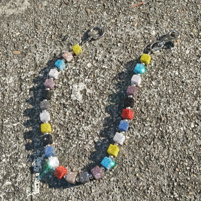 DIY Square Five Colors Rhinestone Pants Chain Fashionable Men And Women Ones Waist Accessories Hip Hop Jewelry Key Chain 250722