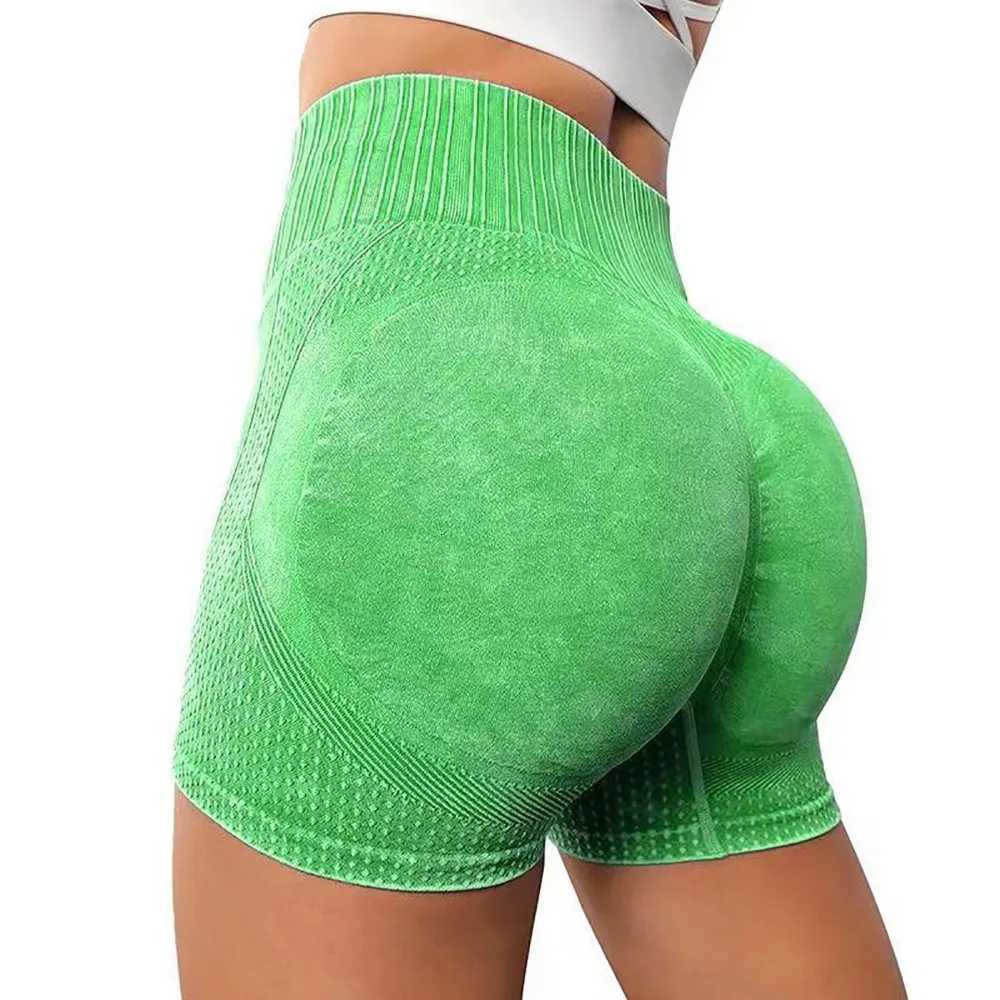 New Peach Hip Yoga Shorts Seamless Washed High Waist Yoga Shorts Running Fitness Speed Drying Sports Shorts XJ250724