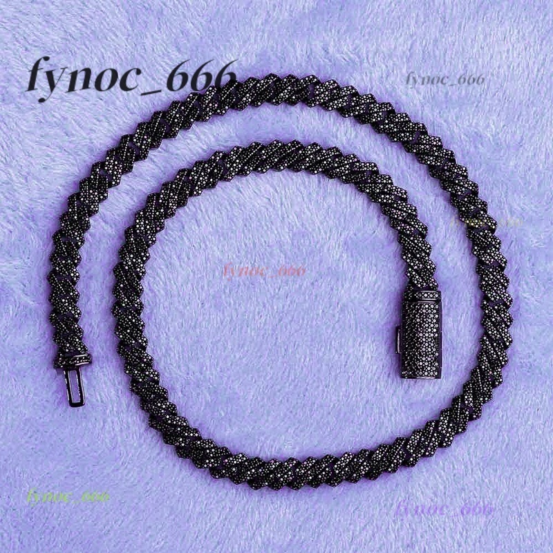 Hip Hop Fine Jewelry Passd Diamond Tester 925 Sterling Silver Iced Out 8MM VVS Black Moissanite Prong Cuban Link Chain for Men